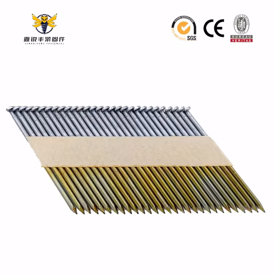 30 chiodi a striscia di carta lucida HDG da 34 gradi per incorniciatura di chiodatrice a gas